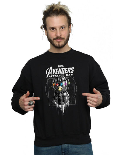 Black - Back - Marvel Mens Avengers Infinity War Gauntlet Cotton Sweatshirt