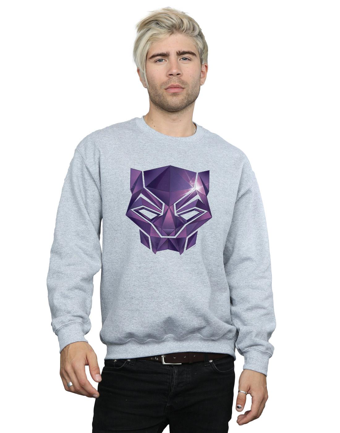 Sports Grey - Back - Marvel Mens Avengers Infinity War Black Panther Geometric Cotton Sweatshirt