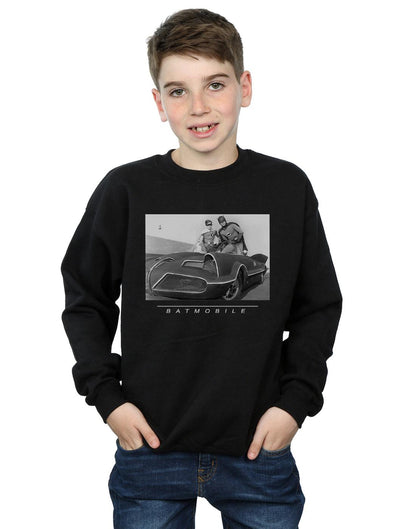 Black - Back - DC Comics Boys Batman TV Series Batmobile Sweatshirt