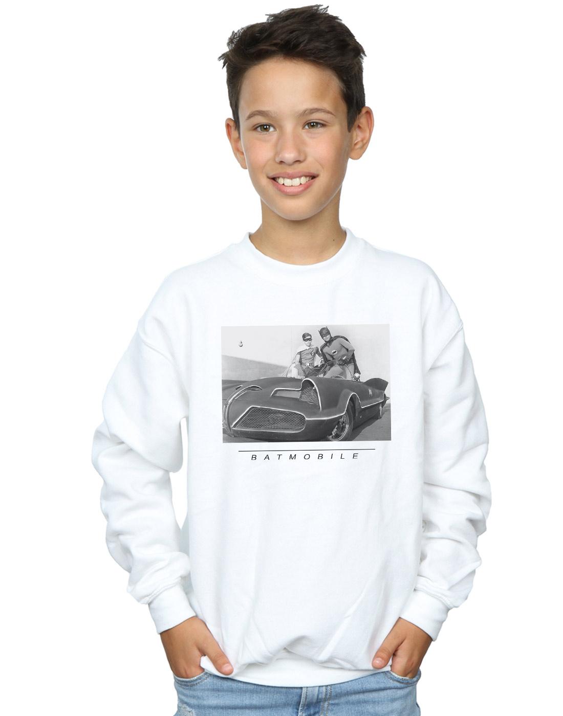 White - Back - DC Comics Boys Batman TV Series Batmobile Sweatshirt