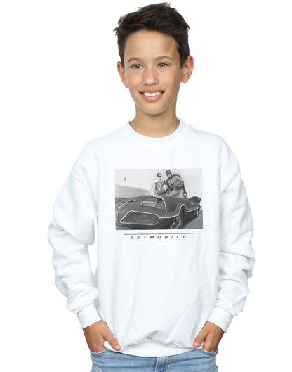 White - Back - DC Comics Boys Batman TV Series Batmobile Sweatshirt