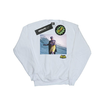 White - Front - DC Comics Boys Batman TV Series Surfing Logo Sweatshirt
