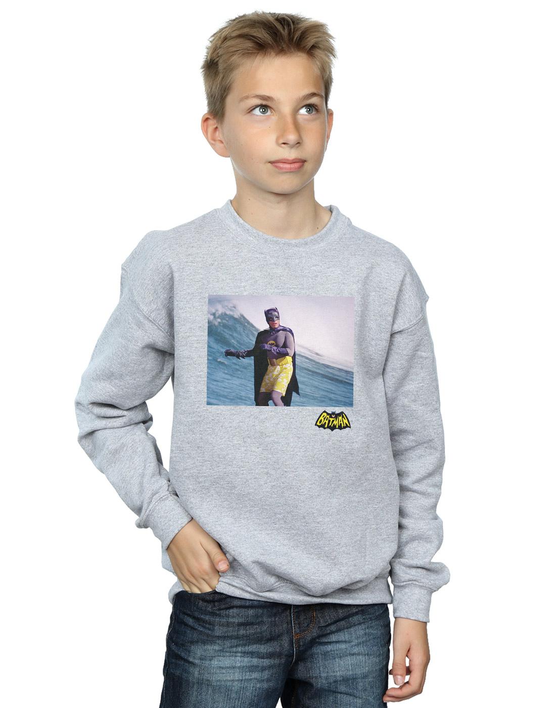Sports Grey - Back - DC Comics Boys Batman TV Series Surfing Logo Sweatshirt