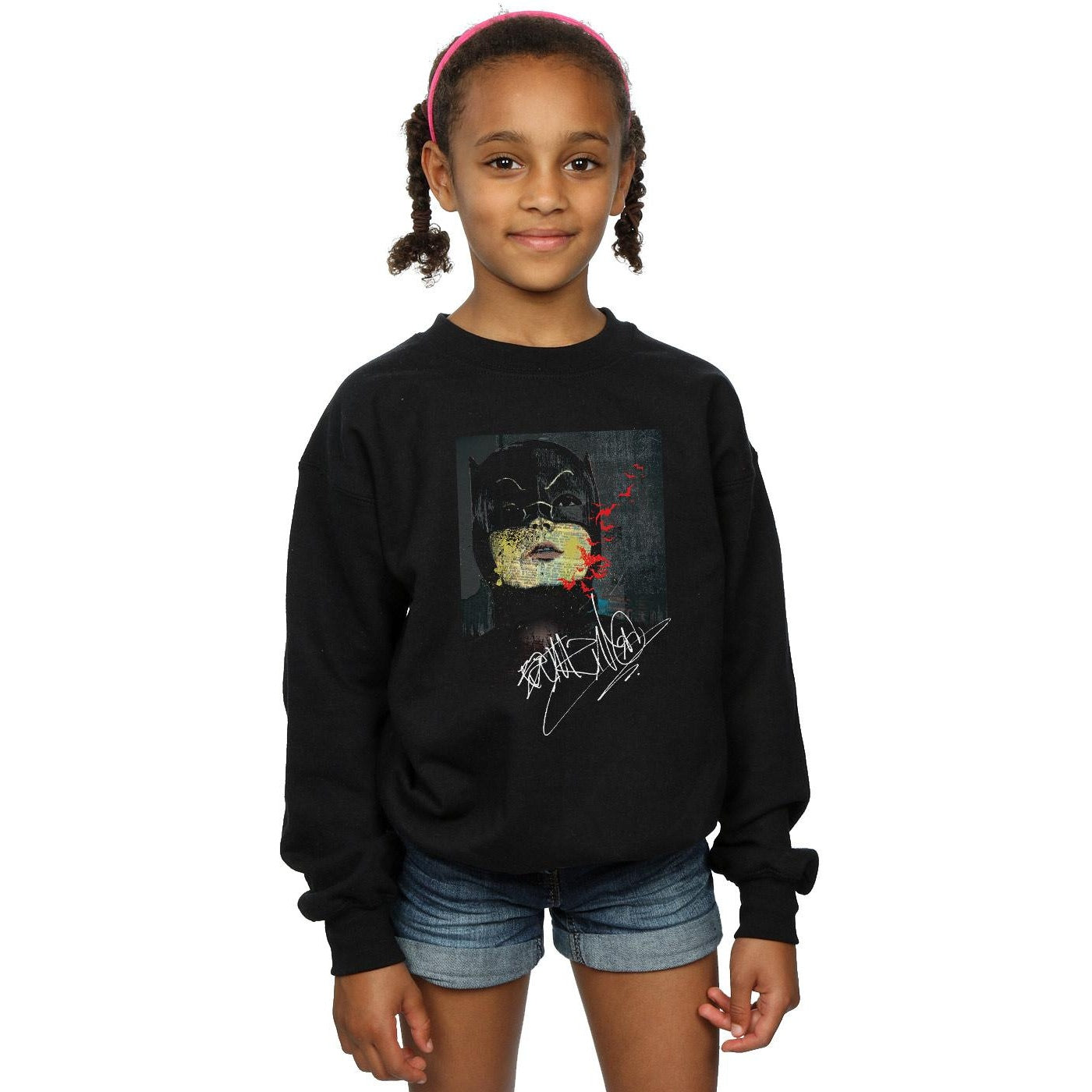 Black - Back - DC Comics Girls Batman TV Series Signature Painting Sweatshirt