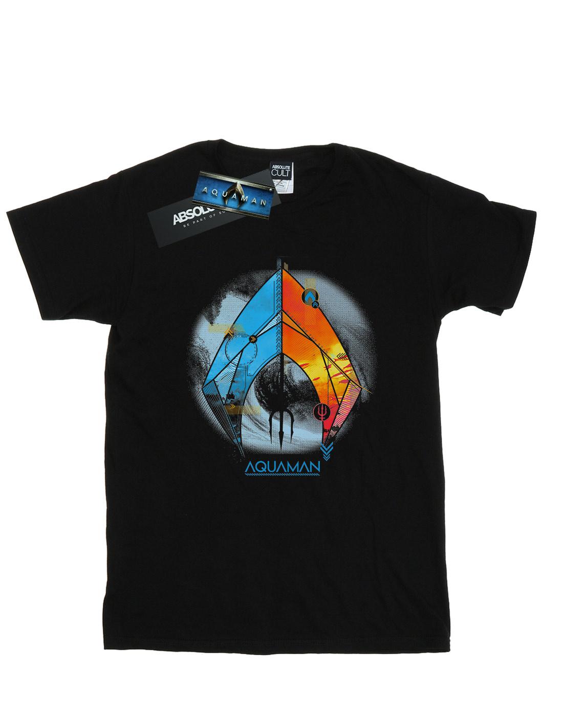 Black - Front - DC Comics Womens-Ladies Aquaman Tropical Logo Cotton Boyfriend T-Shirt