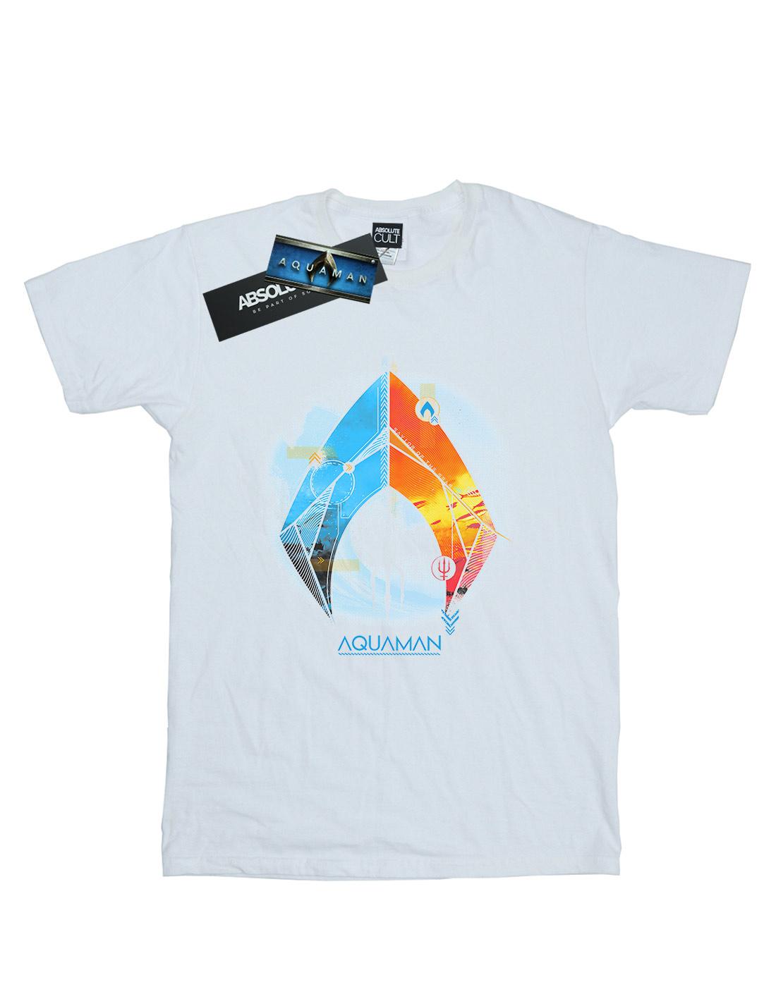 White - Front - DC Comics Womens-Ladies Aquaman Tropical Logo Cotton Boyfriend T-Shirt
