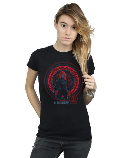 Black - Back - Marvel Womens-Ladies Black Widow Movie Computer Globe Cotton T-Shirt