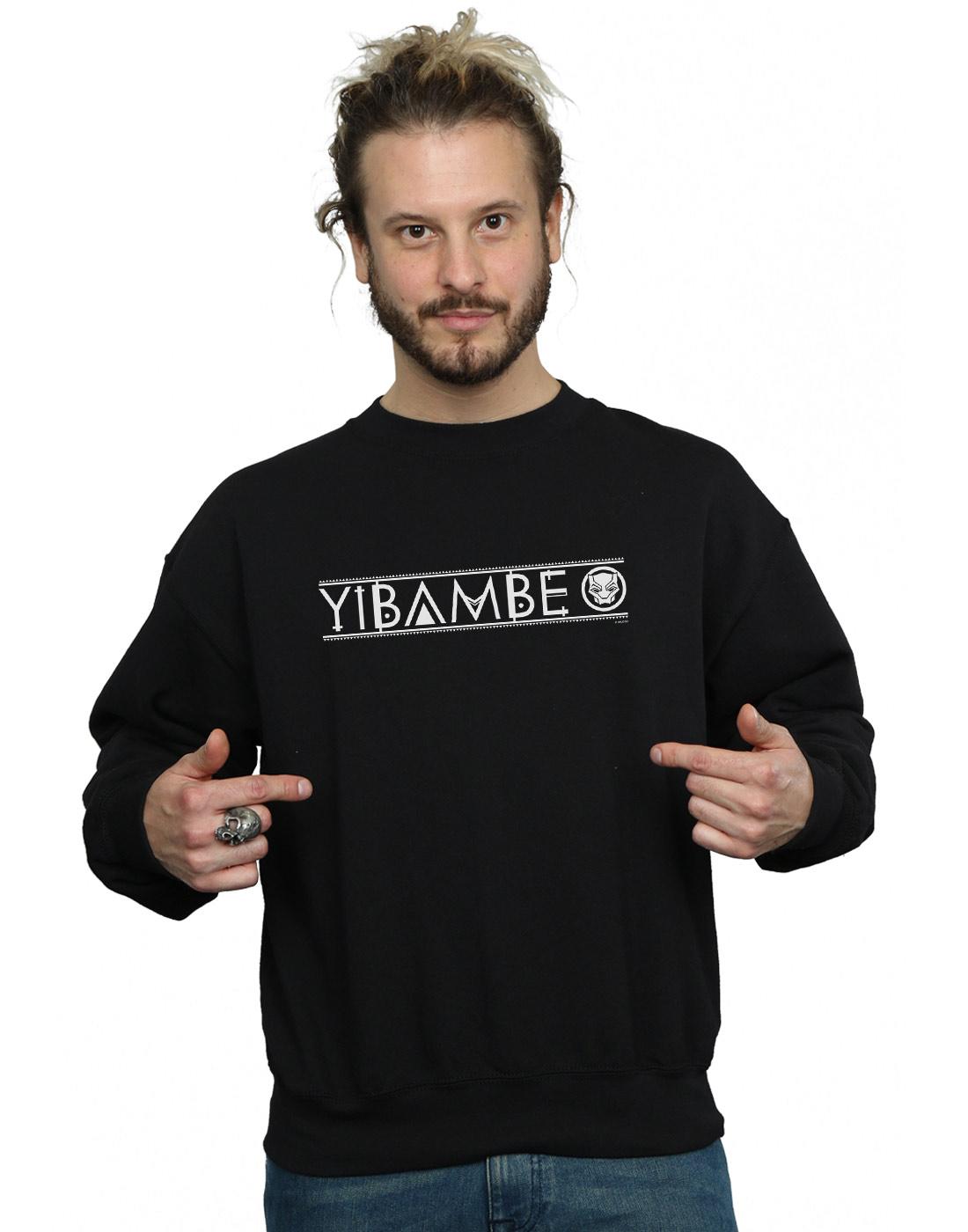 Black - Back - Marvel Mens Avengers Infinity War Black Panther Yibambe Cotton Sweatshirt