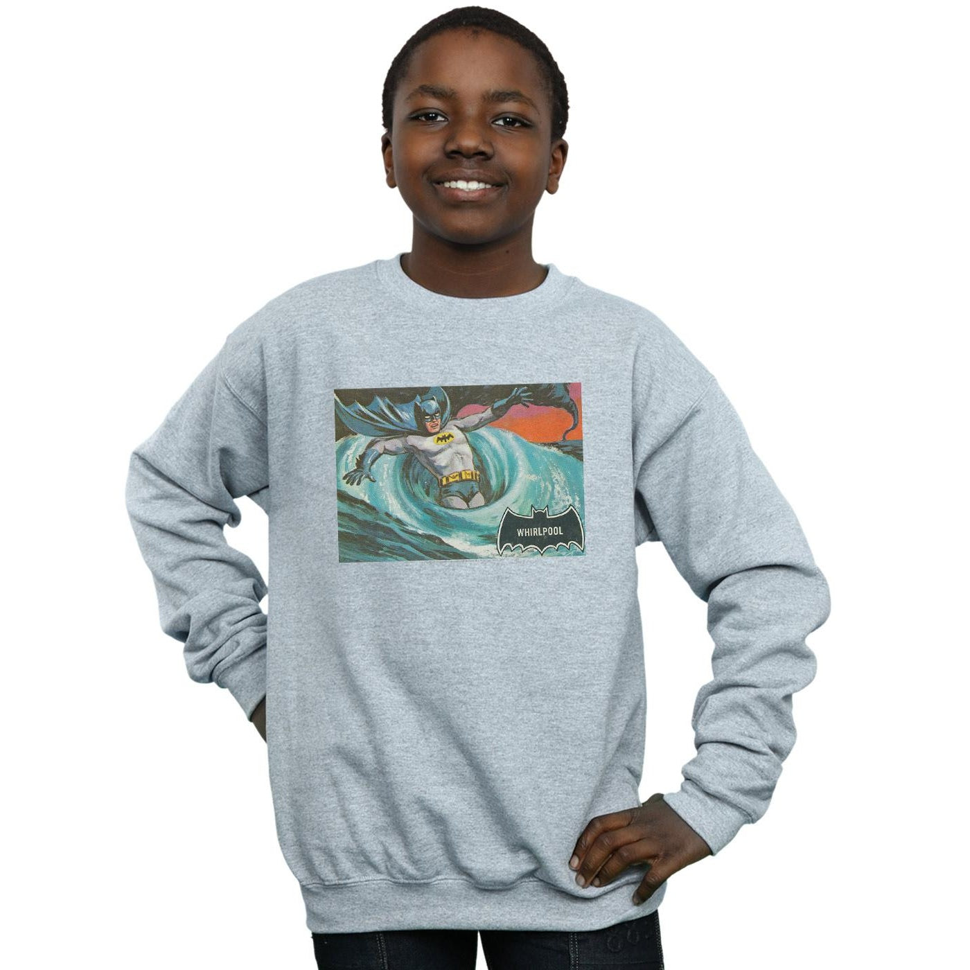 Sports Grey - Back - DC Comics Boys Batman TV Series Whirlpool Sweatshirt