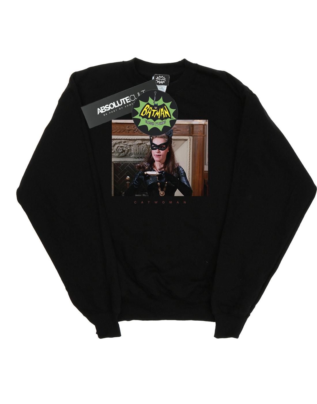 Black - Front - DC Comics Girls Batman TV Series Catwoman Photo Sweatshirt