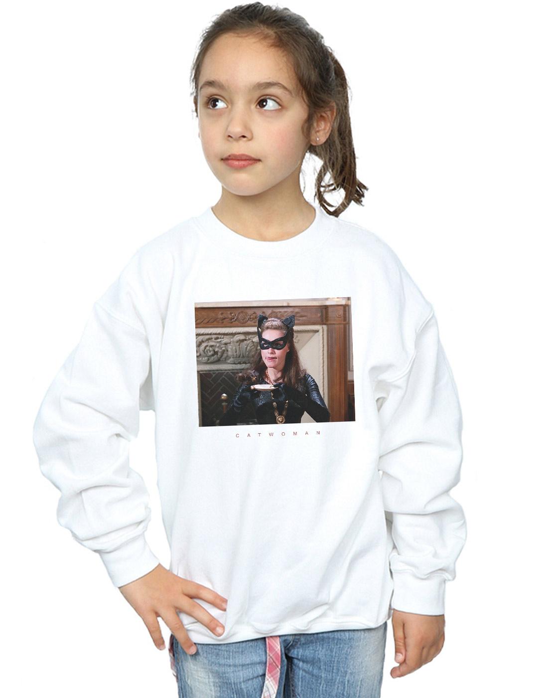 White - Back - DC Comics Girls Batman TV Series Catwoman Photo Sweatshirt