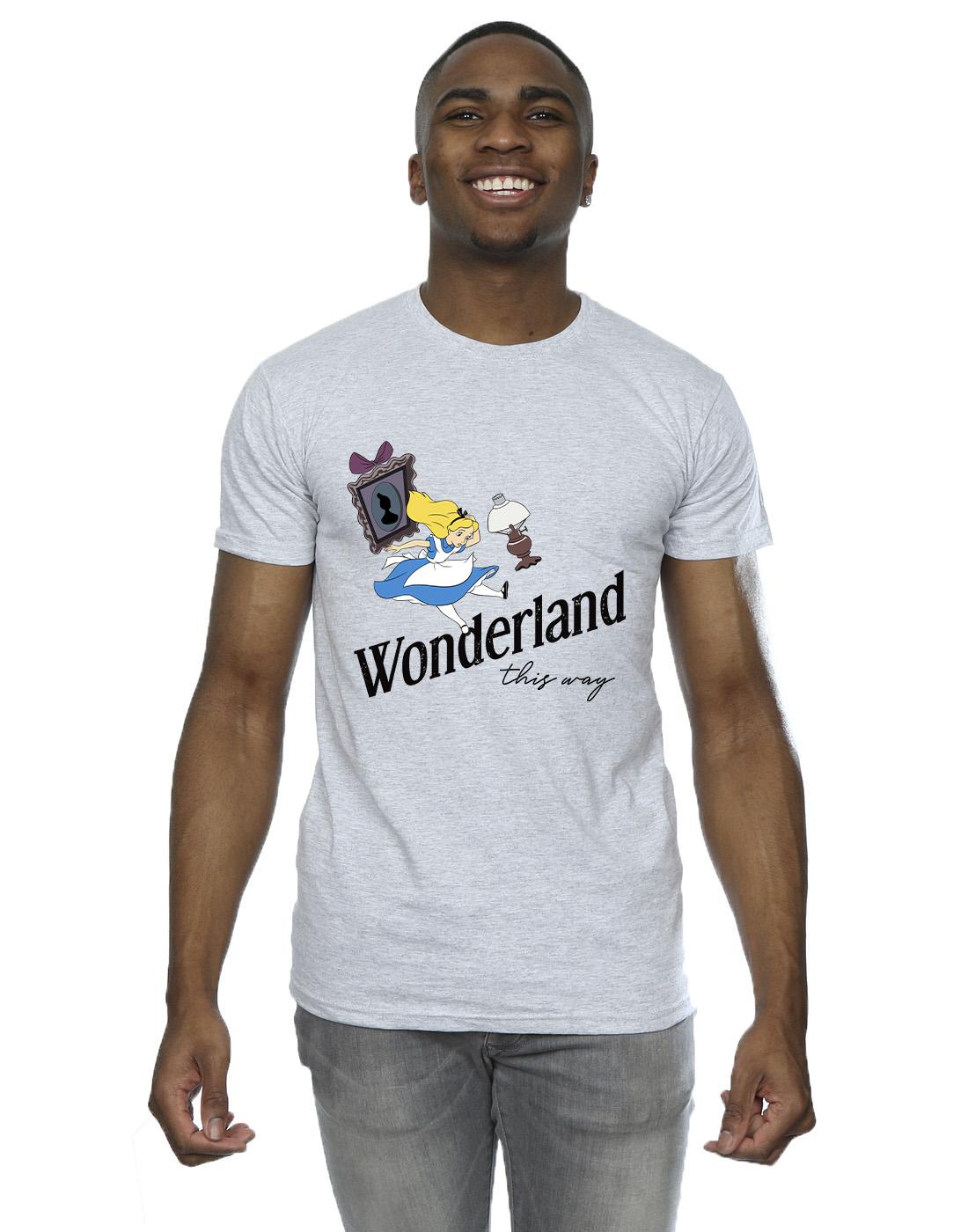 Sports Grey - Back - Disney Mens Alice In Wonderland This Way T-Shirt