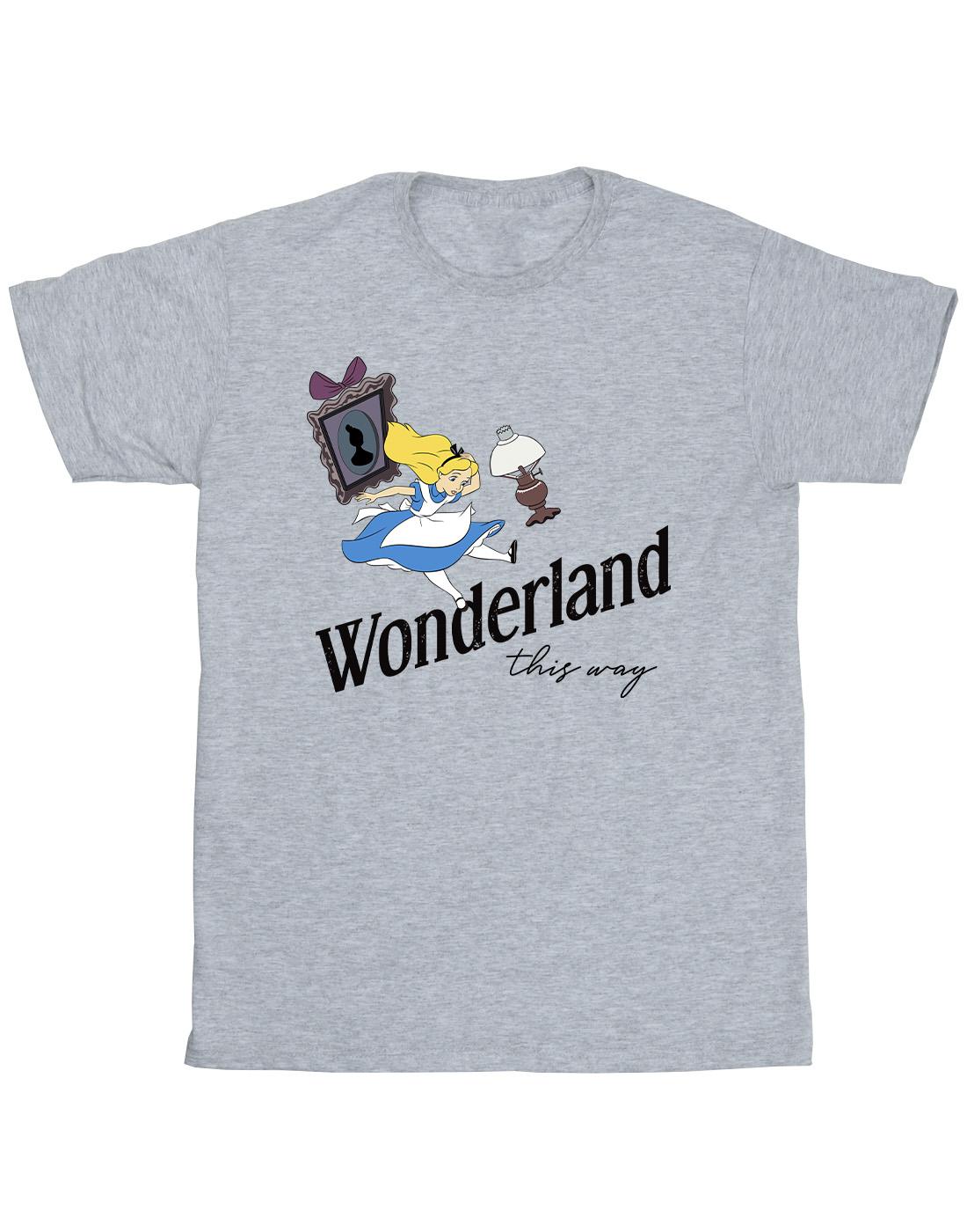 Sports Grey - Front - Disney Mens Alice In Wonderland This Way T-Shirt