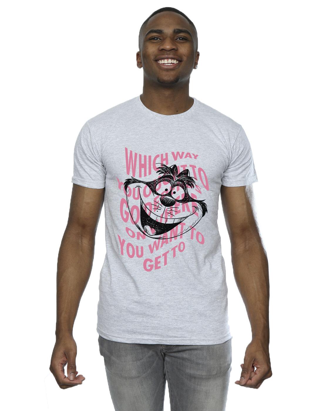 Sports Grey - Back - Disney Mens Alice In Wonderland Chesire Cat T-Shirt