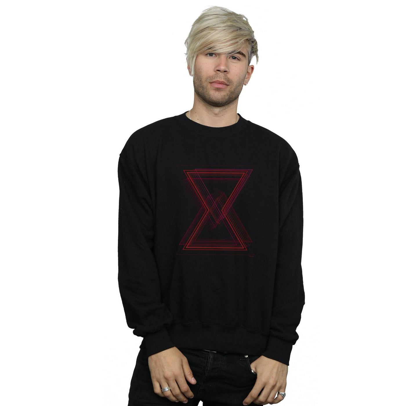 Black - Back - Marvel Mens Avengers Infinity War Black Widow Lines Cotton Sweatshirt