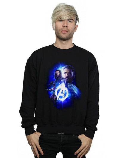 Black - Back - Marvel Mens Avengers Infinity War Cap Bucky Team Up Cotton Sweatshirt
