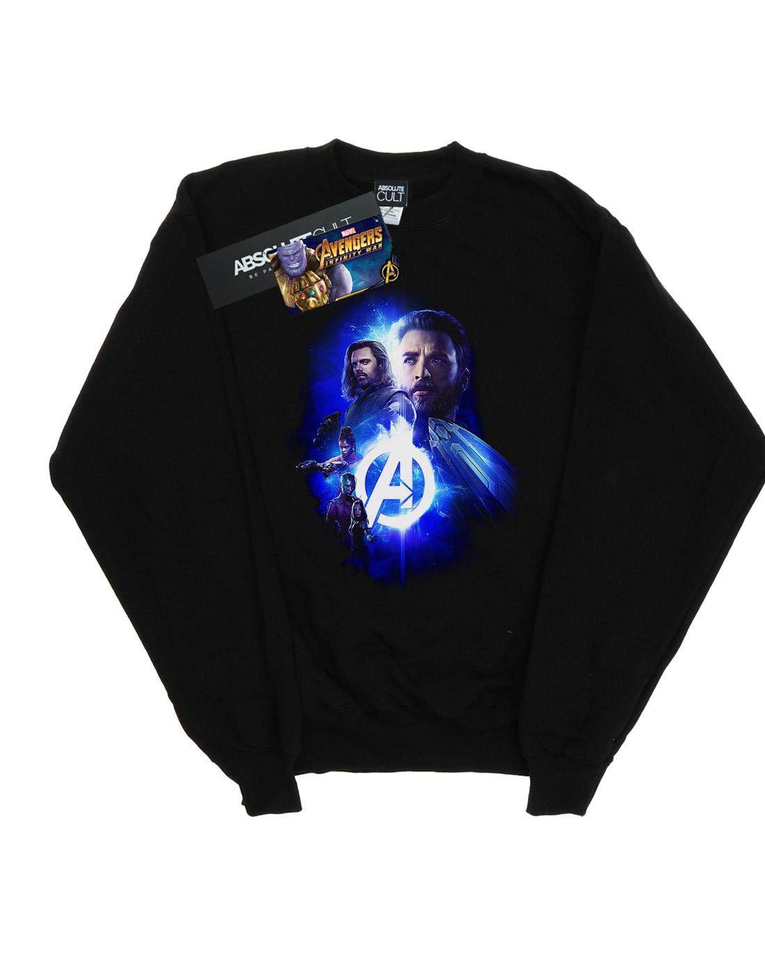 Black - Front - Marvel Mens Avengers Infinity War Cap Bucky Team Up Cotton Sweatshirt