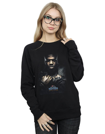 Black - Back - Marvel Womens-Ladies Black Panther M´Baku Poster Sweatshirt
