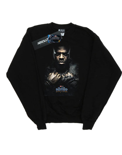 Black - Front - Marvel Womens-Ladies Black Panther M´Baku Poster Sweatshirt