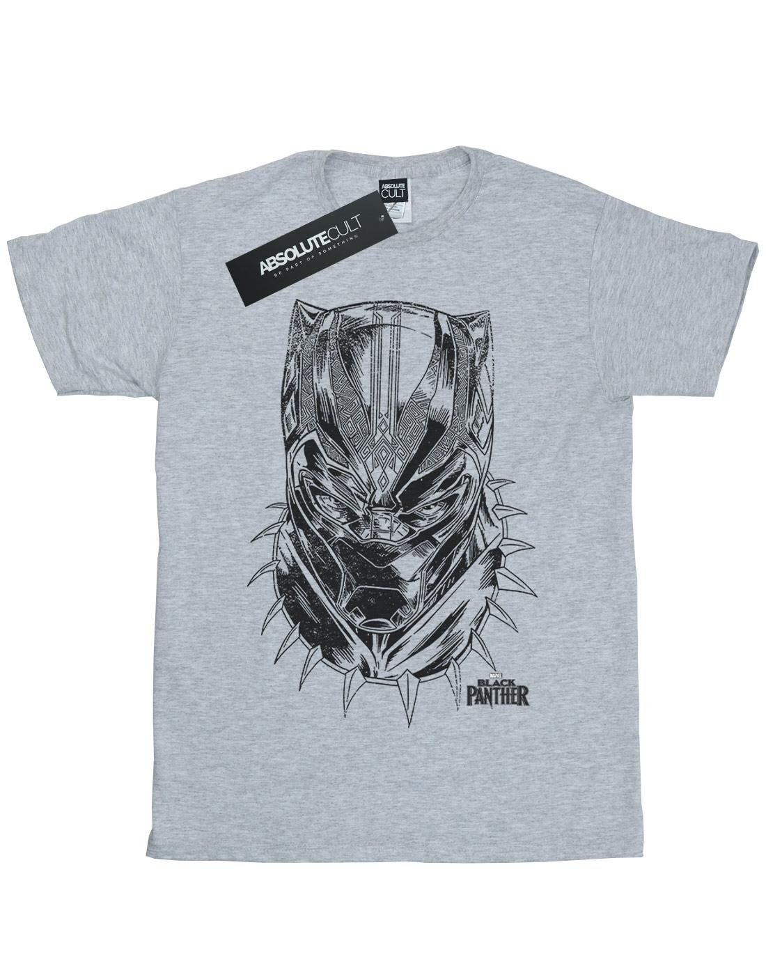 Sports Grey - Front - Marvel Girls Black Panther Spray Headshot Cotton T-Shirt