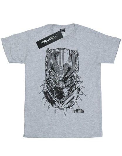 Sports Grey - Front - Marvel Girls Black Panther Spray Headshot Cotton T-Shirt