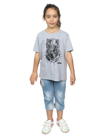 Sports Grey - Lifestyle - Marvel Girls Black Panther Spray Headshot Cotton T-Shirt