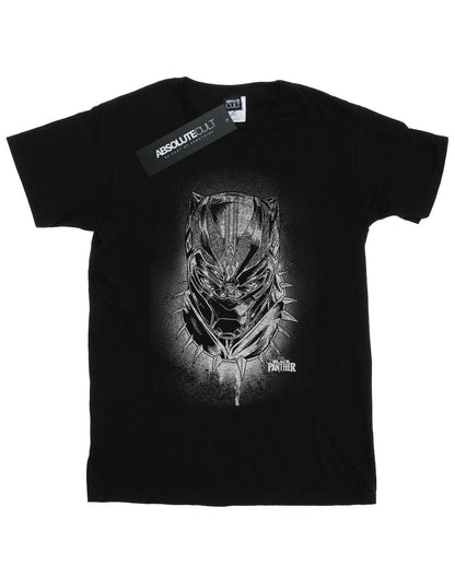 Black - Front - Marvel Girls Black Panther Spray Headshot Cotton T-Shirt