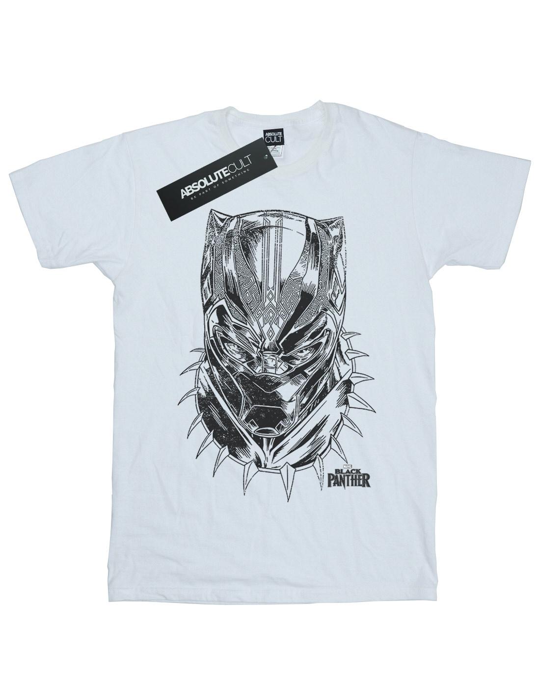 White - Front - Marvel Girls Black Panther Spray Headshot Cotton T-Shirt