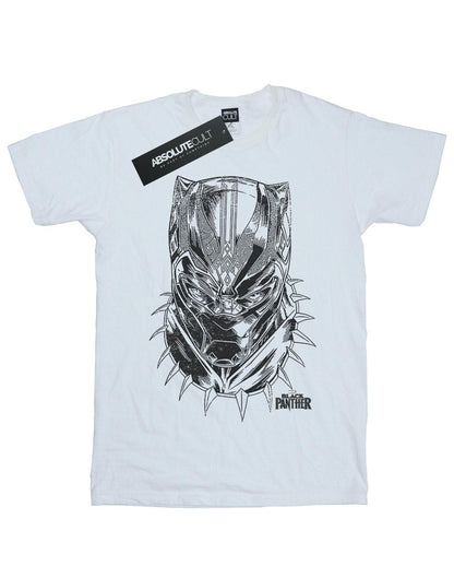 White - Front - Marvel Girls Black Panther Spray Headshot Cotton T-Shirt