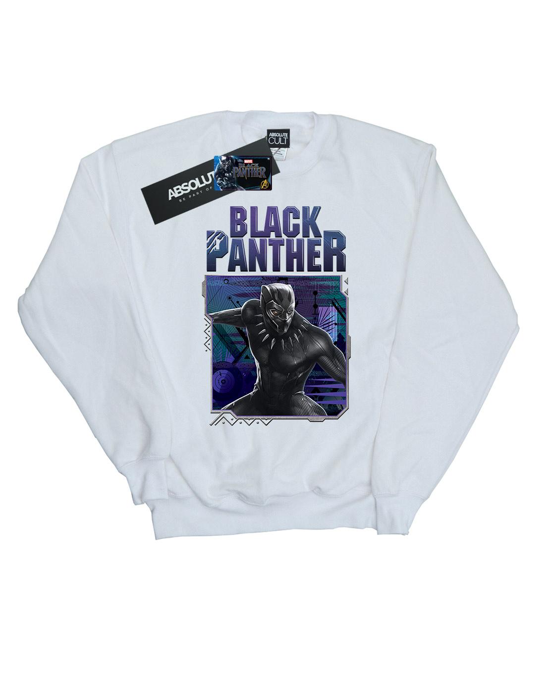 White - Front - Marvel Womens-Ladies Black Panther Tech Badge Sweatshirt