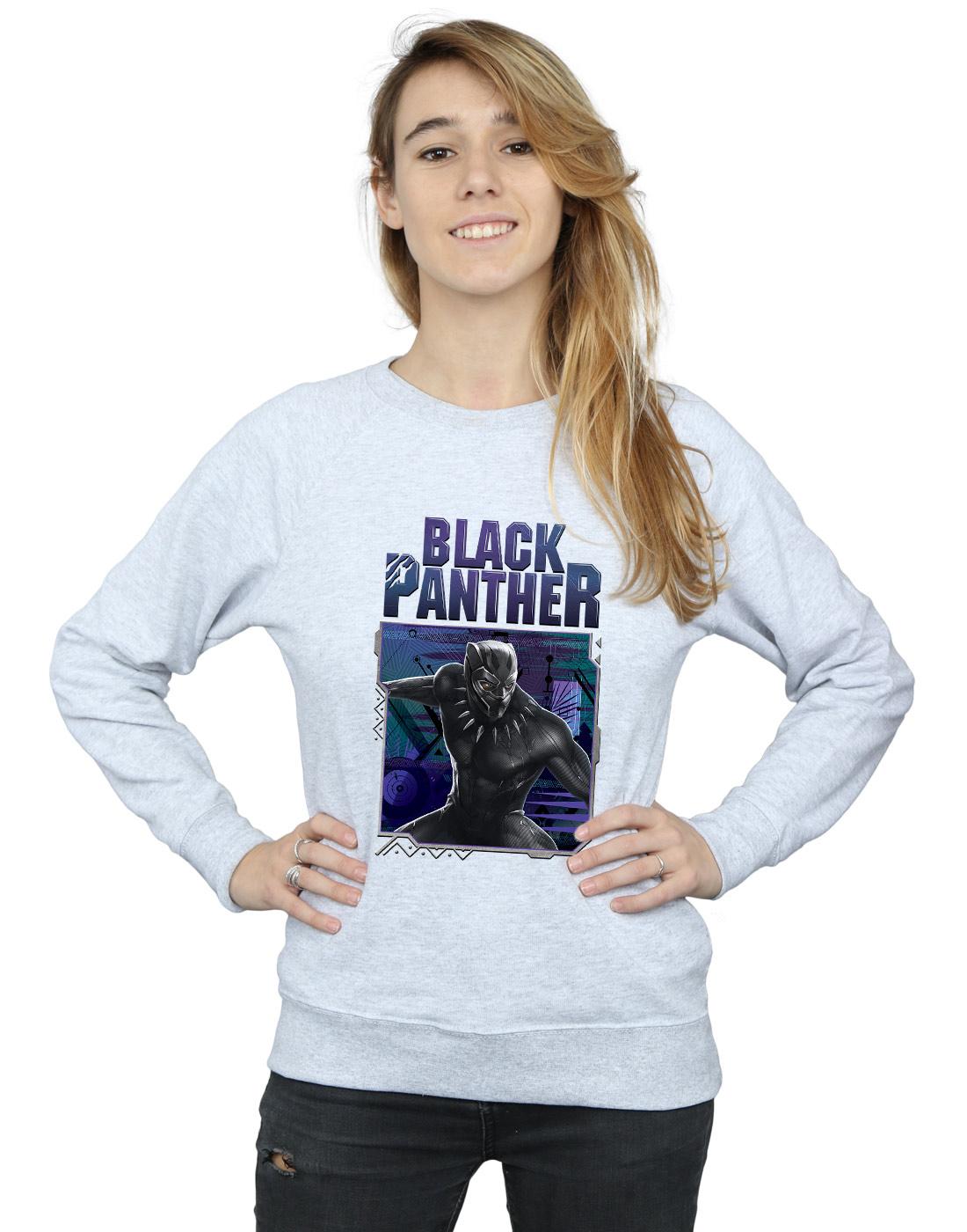Sports Grey - Back - Marvel Womens-Ladies Black Panther Tech Badge Sweatshirt