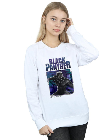 White - Back - Marvel Womens-Ladies Black Panther Tech Badge Sweatshirt
