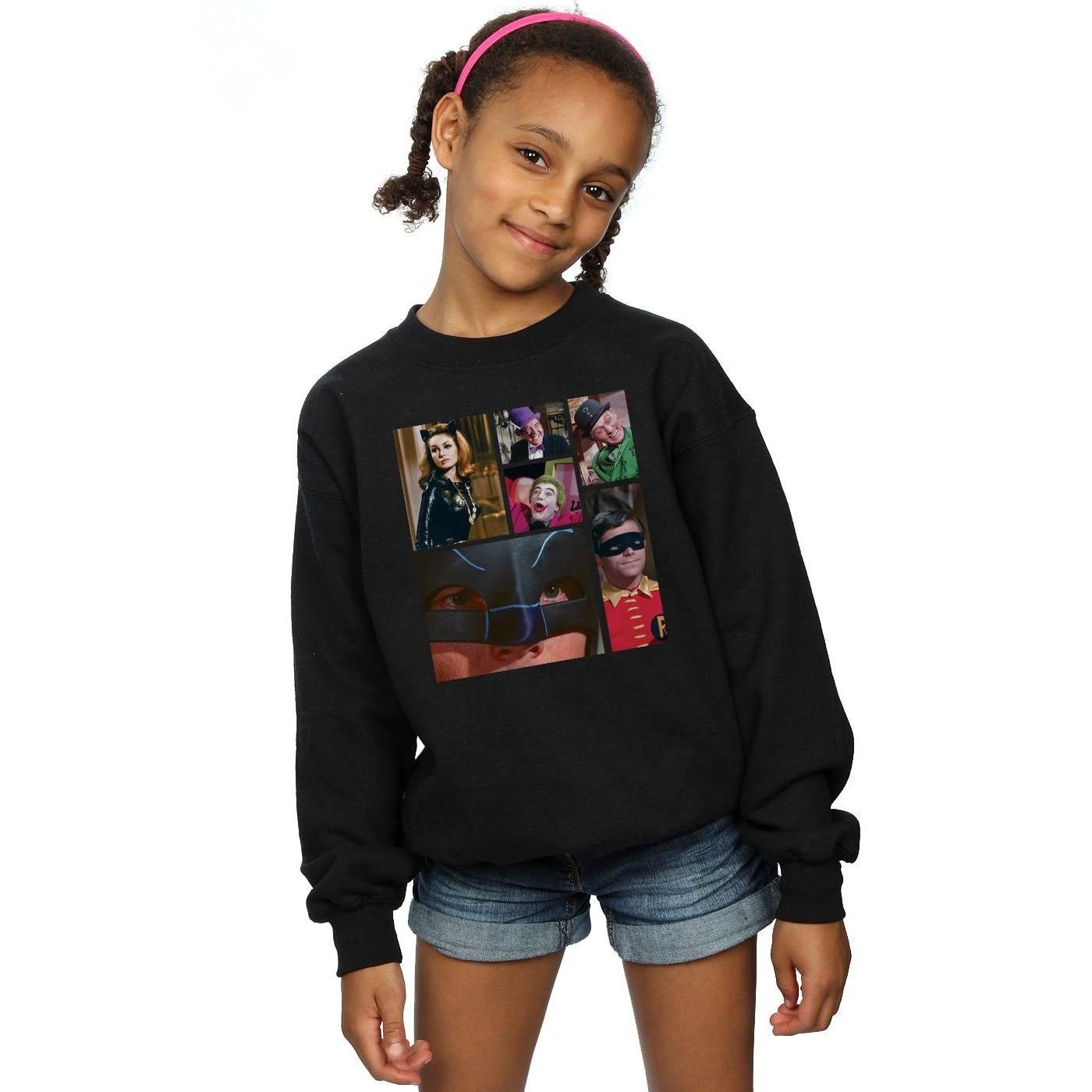 Black - Back - DC Comics Girls Batman TV Series Class Photo Sweatshirt