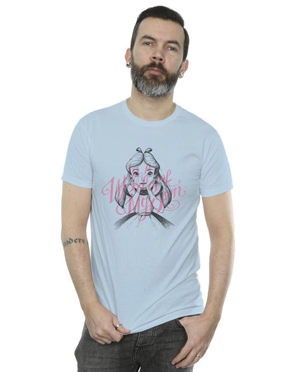 Baby Blue - Back - Disney Mens Alice In Wonderland In A World Of My Own T-Shirt