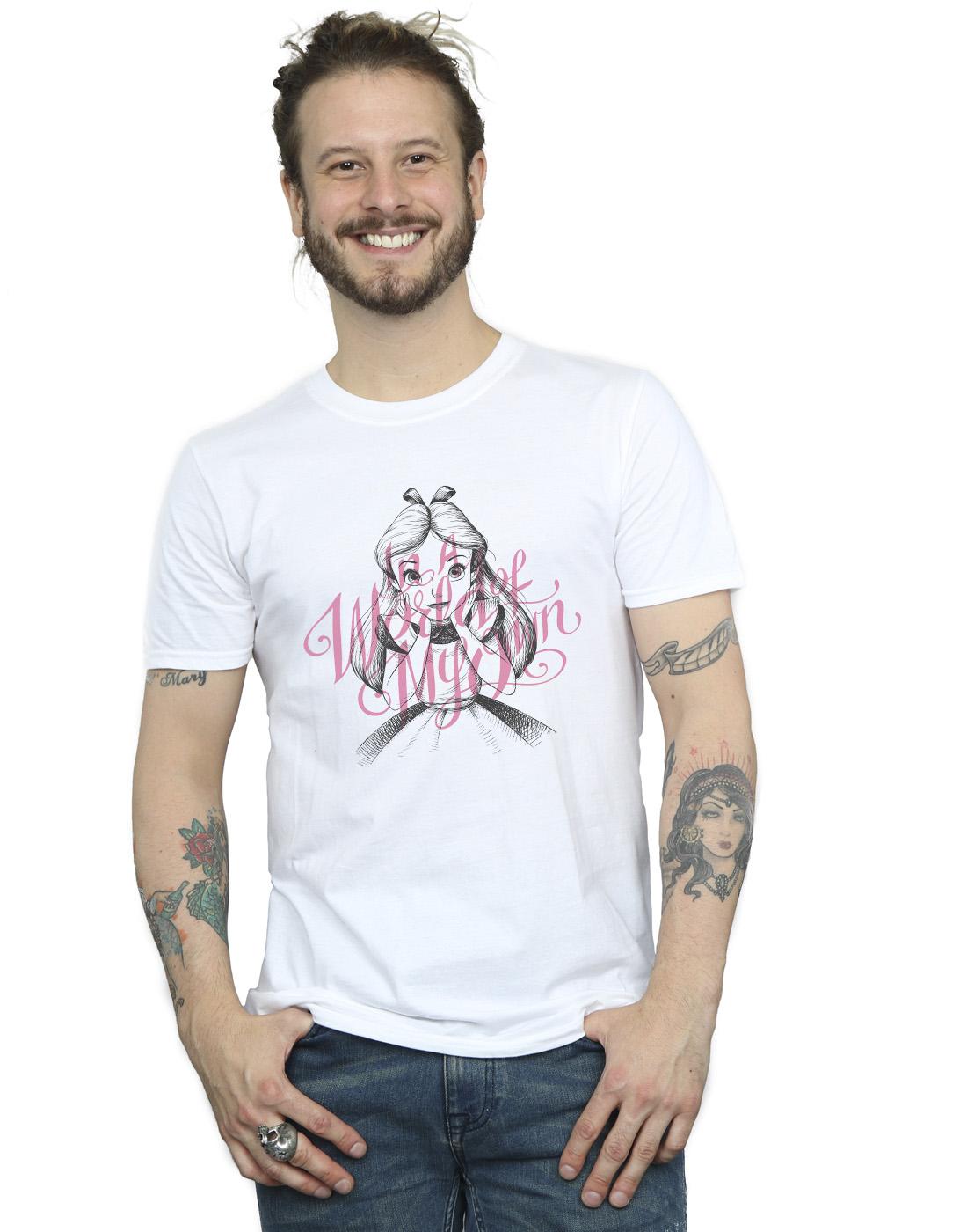 White - Back - Disney Mens Alice In Wonderland In A World Of My Own T-Shirt