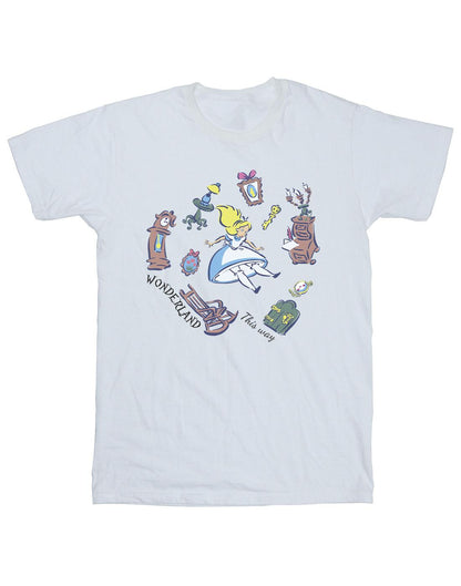 White - Front - Disney Mens Alice In Wonderland Falling T-Shirt