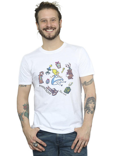White - Back - Disney Mens Alice In Wonderland Falling T-Shirt