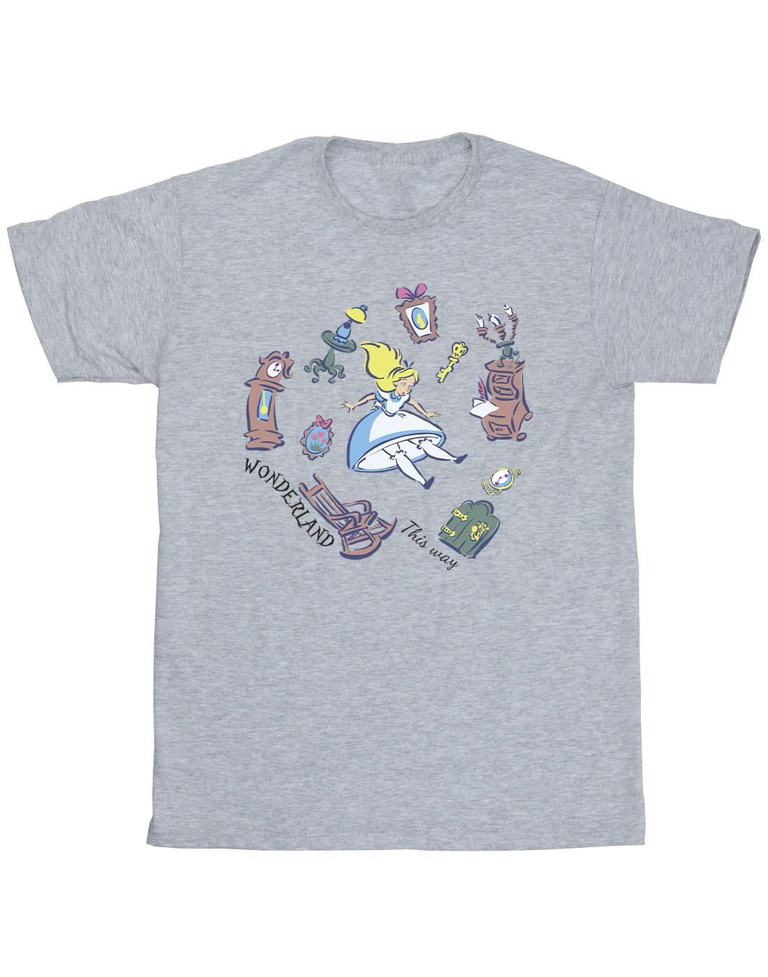 Sports Grey - Front - Disney Mens Alice In Wonderland Falling T-Shirt