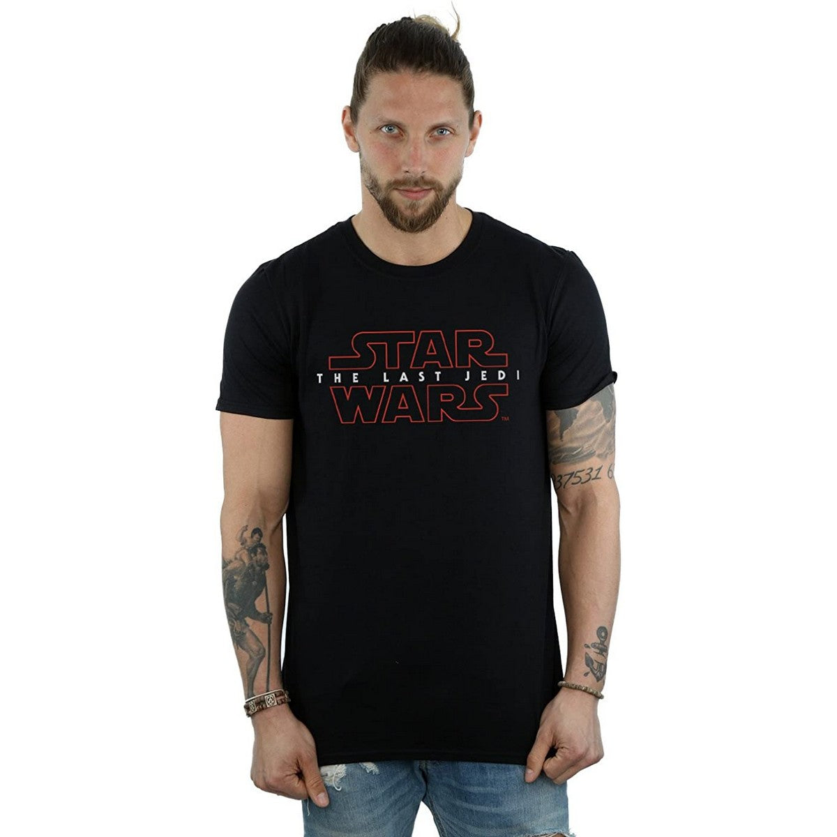 Black - Back - Star Wars: The Last Jedi Mens Logo Cotton T-Shirt