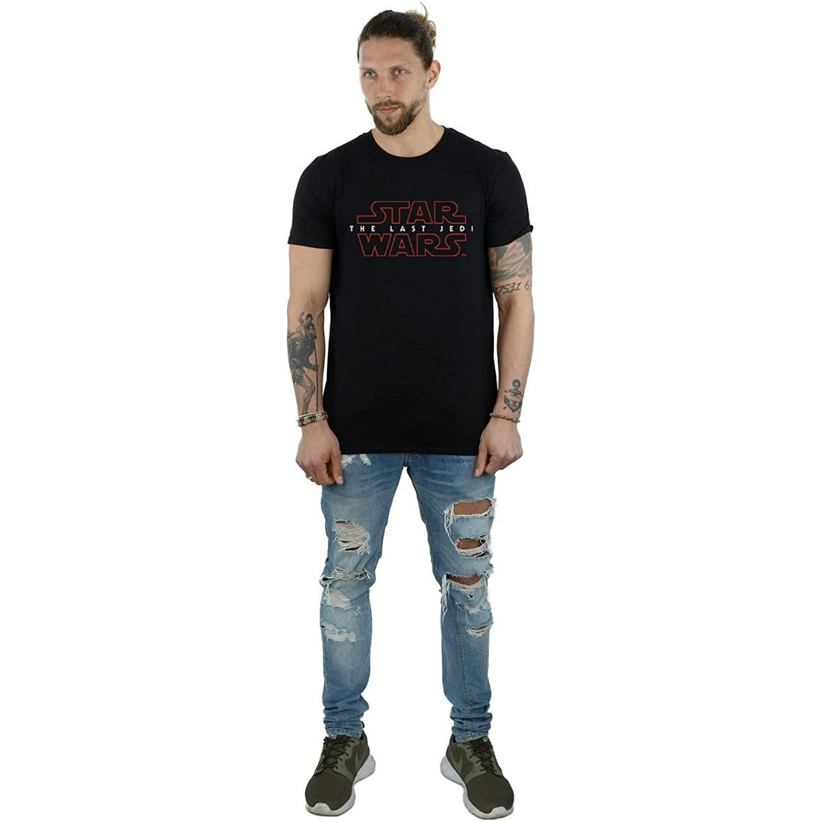 Black - Side - Star Wars: The Last Jedi Mens Logo Cotton T-Shirt