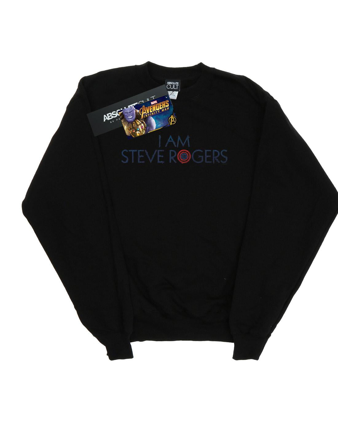 Black - Front - Marvel Mens Avengers Infinity War I Am Steve Rogers Cotton Sweatshirt