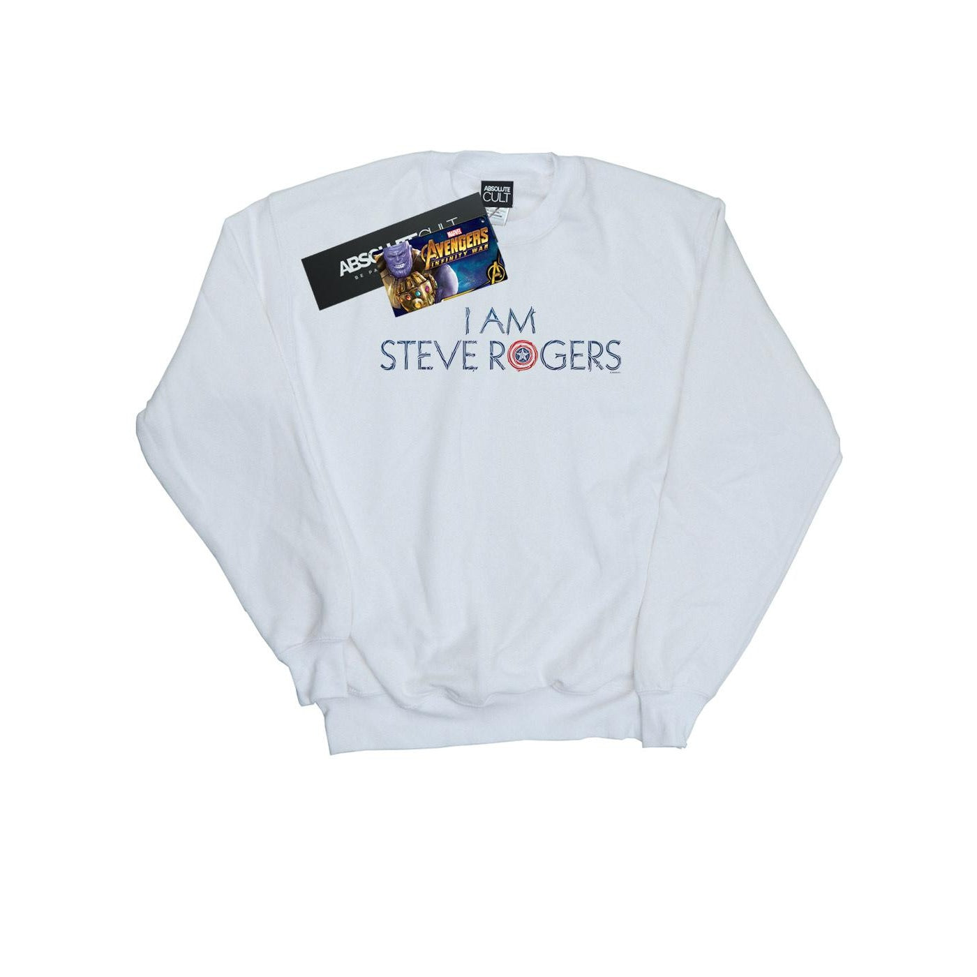 White - Front - Marvel Mens Avengers Infinity War I Am Steve Rogers Cotton Sweatshirt