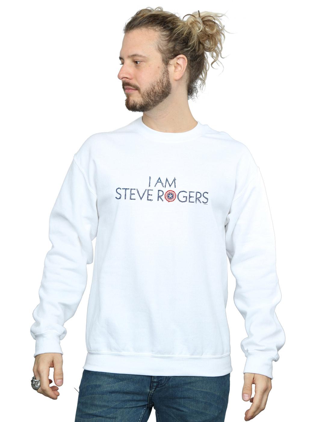 White - Back - Marvel Mens Avengers Infinity War I Am Steve Rogers Cotton Sweatshirt