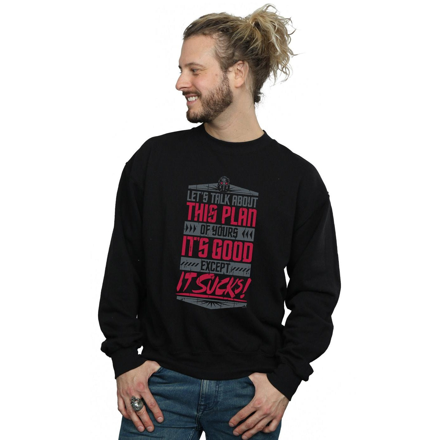 Black - Back - Marvel Mens Avengers Infinity War It Sucks Cotton Sweatshirt