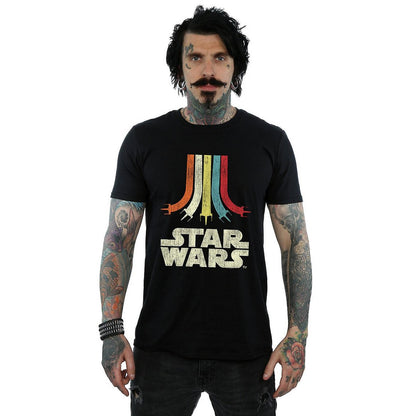 Black - Side - Star Wars Mens Rainbow Cotton T-Shirt