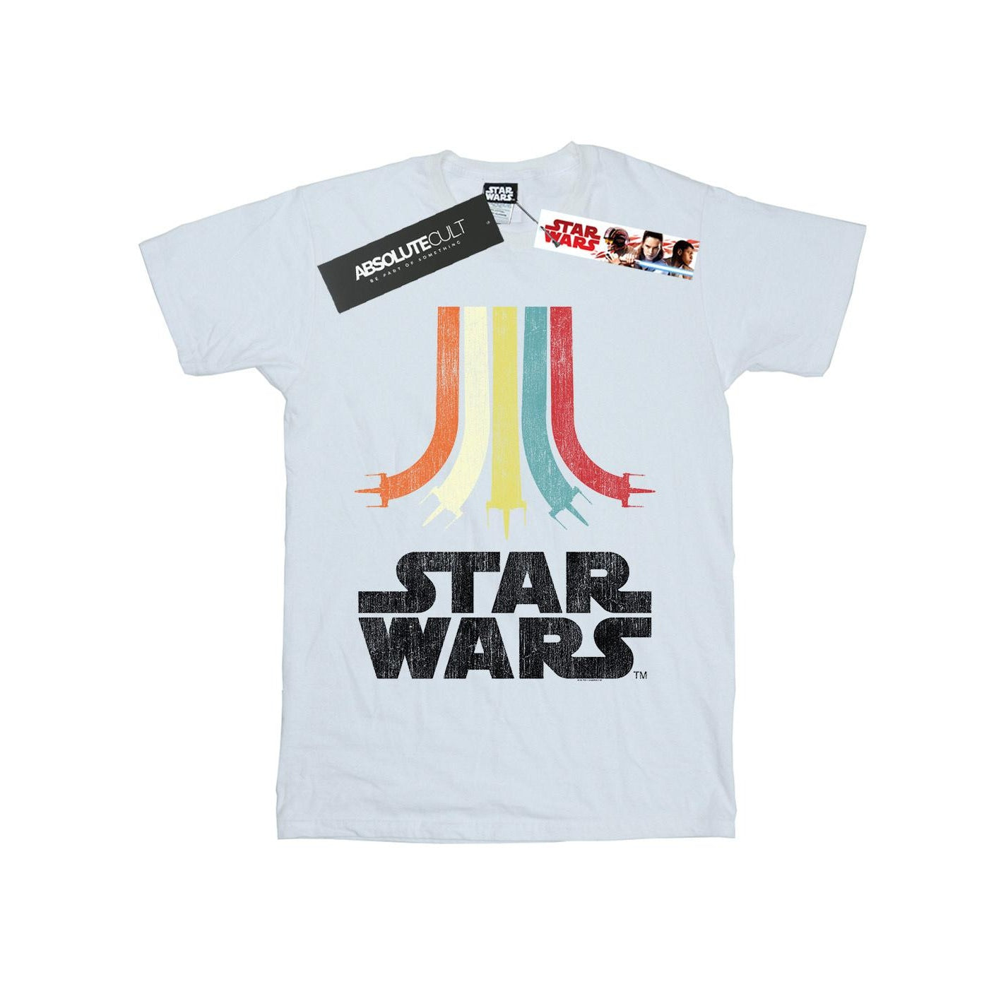 White - Front - Star Wars Mens Rainbow Cotton T-Shirt