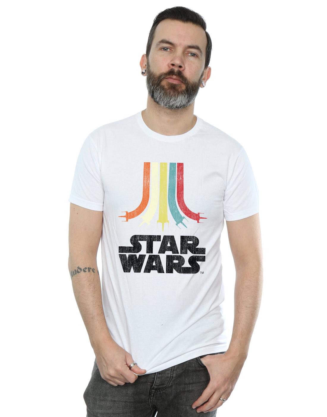 White - Back - Star Wars Mens Rainbow Cotton T-Shirt
