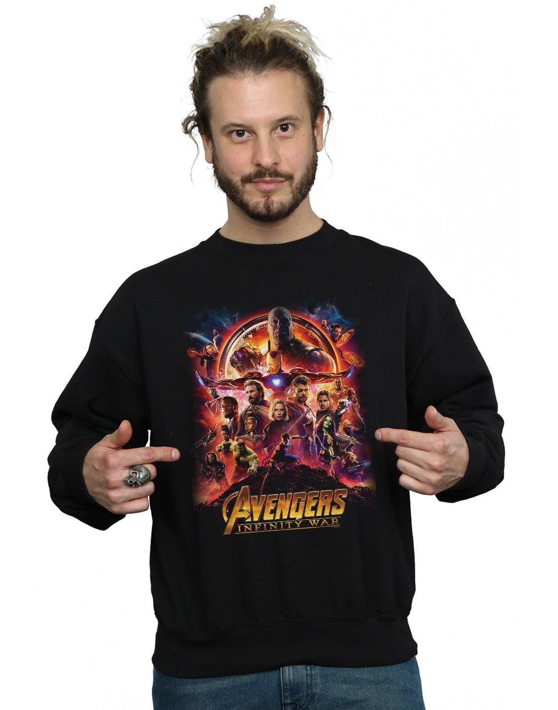 Black - Back - Marvel Mens Avengers Infinity War Movie Poster Cotton Sweatshirt