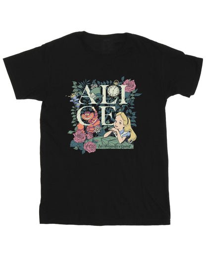 Black - Front - Disney Mens Alice In Wonderland Leafy Garden T-Shirt