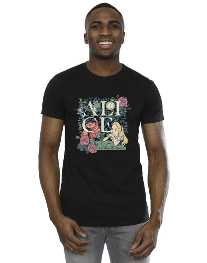 Black - Back - Disney Mens Alice In Wonderland Leafy Garden T-Shirt